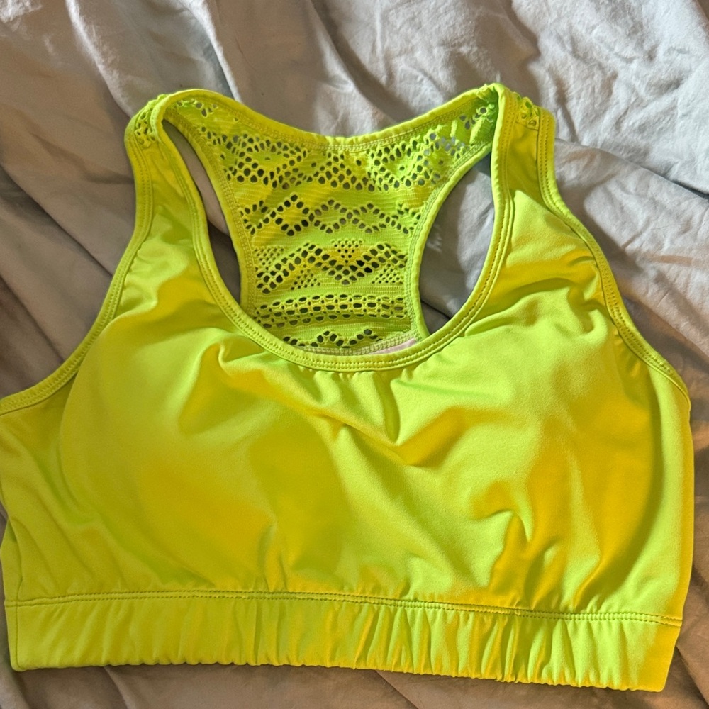 Zyia Lace Back Neon Green Sports Bra